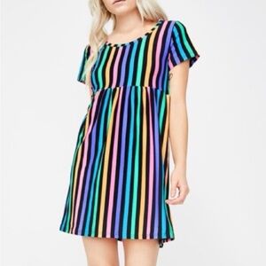 Unique Vintage - Too Fast Multicolor Rainbow Striped Dress